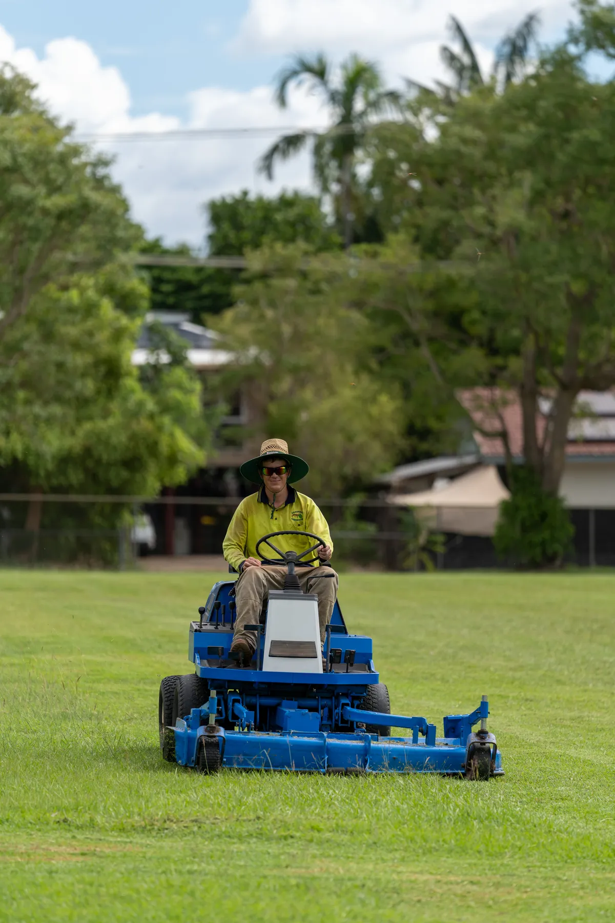 Front view of commercial ride-on mower